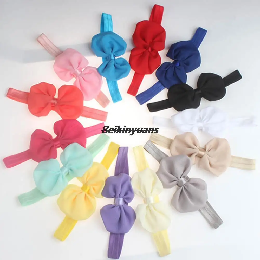 

Toddler Girl hair accessory chiffon bow elastic hair of newborn baby hair ribbon flowers hair ties Toddler baby headband