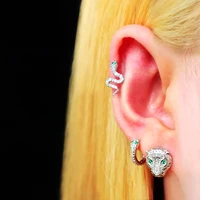 20g zircon ear stud earrings helix piercing conch tragus jewelry snake leopard cartilage loop earring korean body pierc ear punk