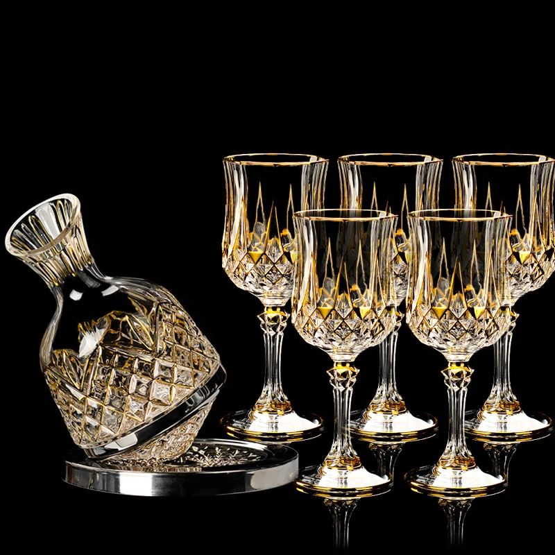 

Креативный позолоченный бокал для вина, Гироскопический стакан, графин с бренди, виноградными бокалами, роскошный набор золотых чашек, вращающийся разделитель для ликера