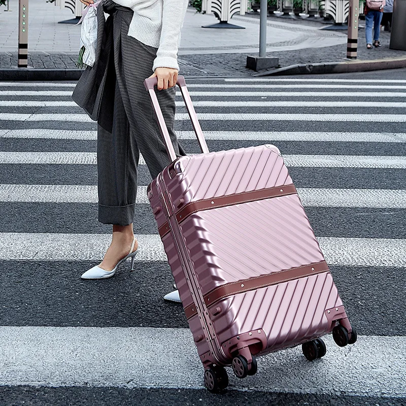 New Luggage Men's Aluminum Frame Universal Wheel Trolley Case Women's 20-Inch Boarding Bag Password Suitcase Male And Female