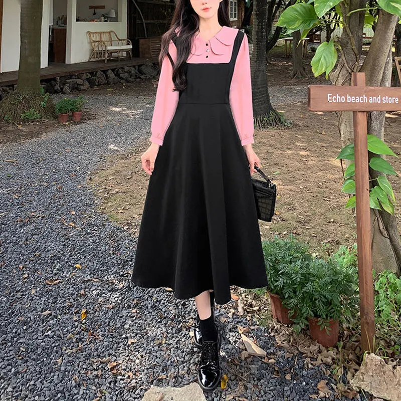 Платье-миди женское демисезонное ТРАПЕЦИЕВИДНОЕ с воротником кукла