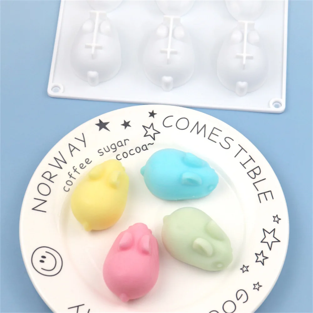 

6 Hole Rabbit Mousse Cake Decor Mold DIY Handmade Soap Scented Candles Mould 3D Bunny Easter Silicone Baking Pastry Mold