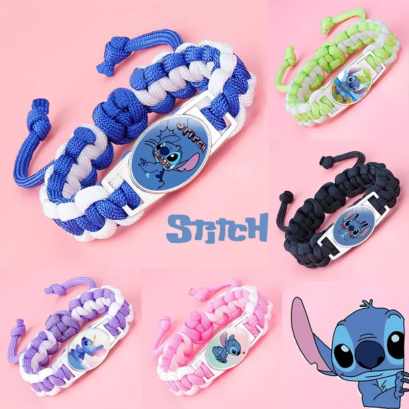 

Lilo&Stitch Disney Cartoon Woven Bracelet Dopamine Hand Woven Jewelry Bracelets Fashionable Cute Adjustable Couple Jewelry Gift