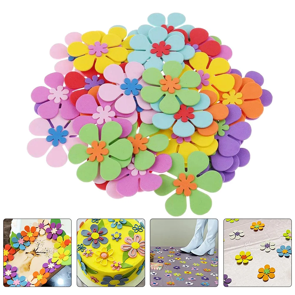 120 Pcs Kids Diy Craft Diy Foam Flowers Flower Decor Diy Flower Craft Kit Foam Flowers Stickers Stickers Kids
