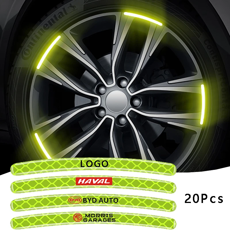 

20Pcs car wheel hub reflective stickers warning reflective strips For Subaru Outback Forester Chiffon Impreza Legacy BRZ Sambar
