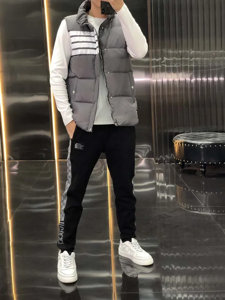 TB THOM Down Vest Men Solid Warm Men Women Parka Ladies Sleeveless Waistcoat Autumn Winter Sports Female Duck Down Waistcoat