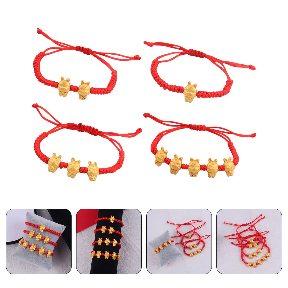 

Bracelet Rabbit Year Zodiac Chinese Charm The Red Newlucky Bunny Bracelets Animal String Rope Necklace Metal Gold Kidsdecorative