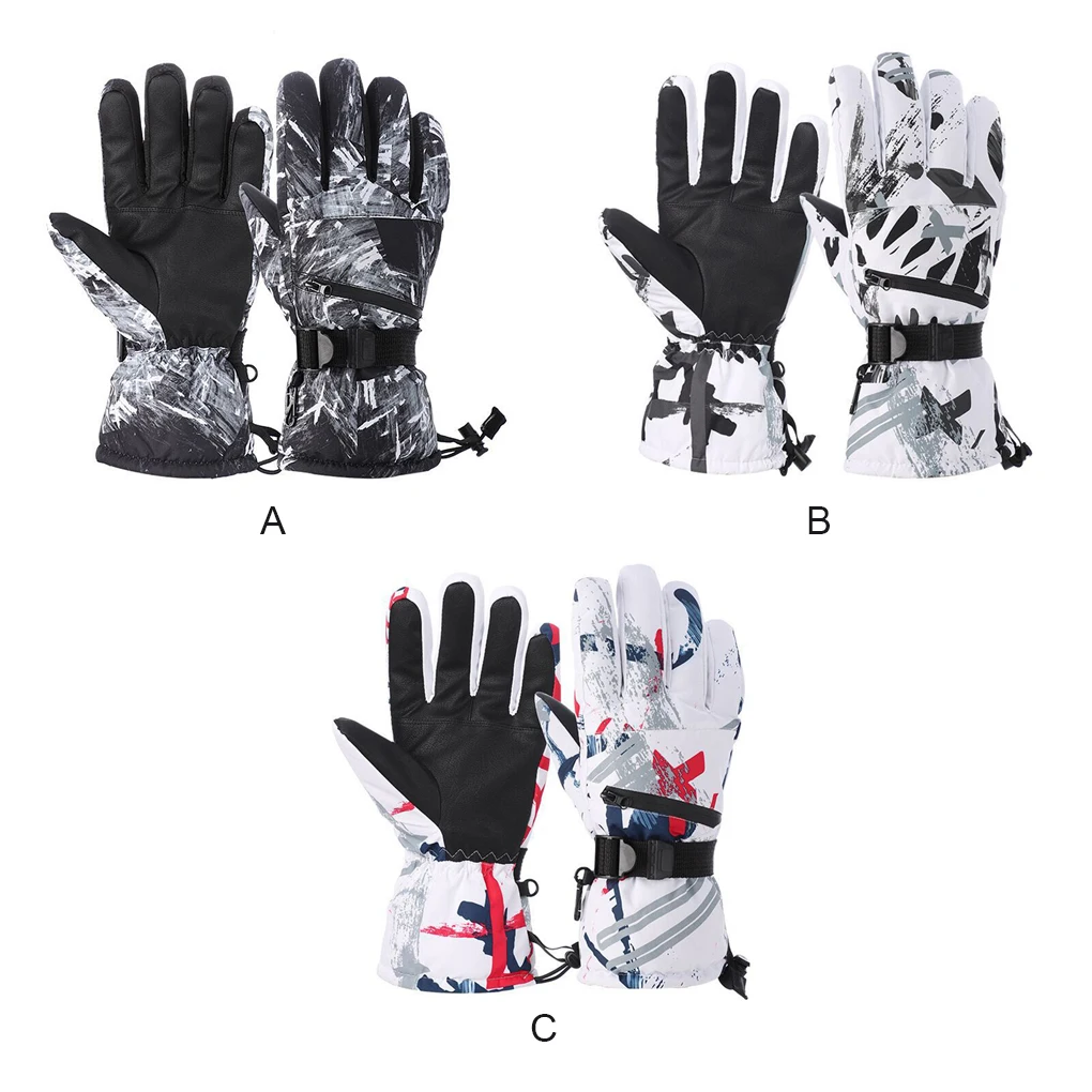 

1 Pair Man Winter Glove Portable Stylish Nonslip Replacement Waterproof Windproof Skiing Snowboarding Gloves Black Grey