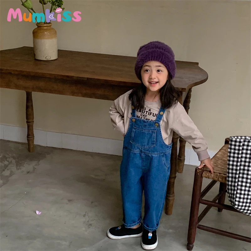 

Mumkiss Kids Denim Overalls for Spring and Autumn Jeans Boys Jumpsuits All-Match Casual Pants Children Girls Jeans Clothes