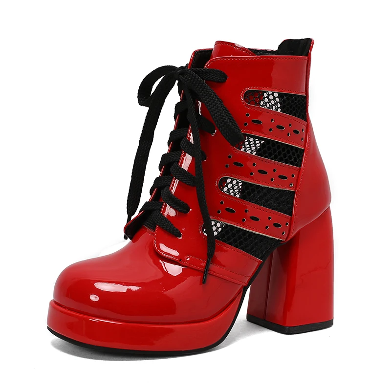 Женские летние ботинки Abkle на платформе 2024 Лоскутные сетчатые туфли шнуровке из