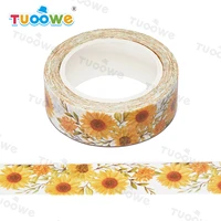 2022 new 1pc 15mm x 10m romantic floral sunflower seamless scrapbook paper masking adhesive washi tape washi tape designer mask