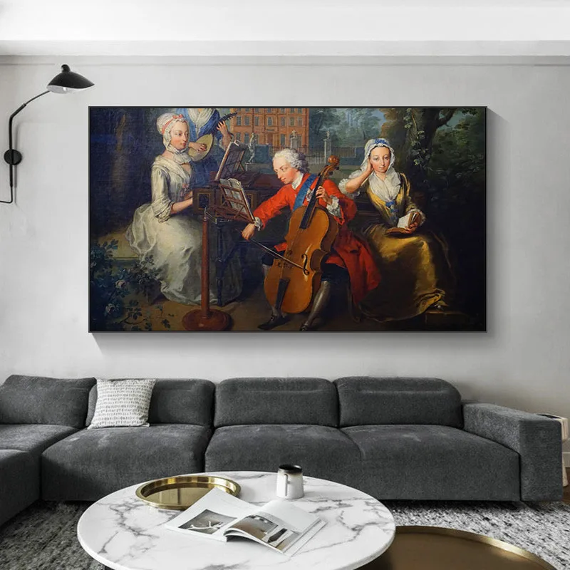 

Figure Portrait Canvas Painting Playing The Violin Wall Art Posters Prints Pictures for Living Room Home Decor