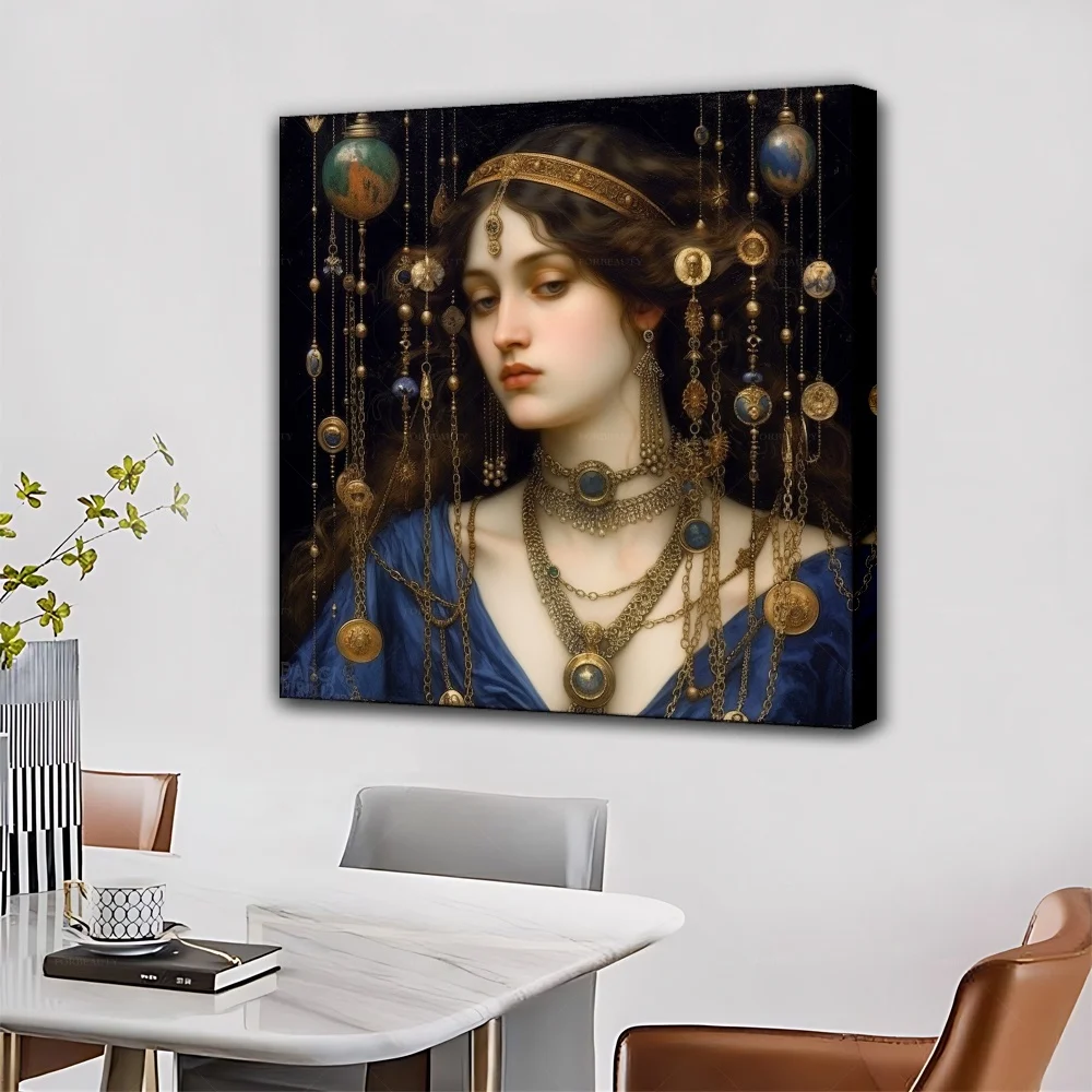 

Forbeauty великолепное синее платье Женская Рамка галерея Холст Картина красочная ваза античный для украшения дома