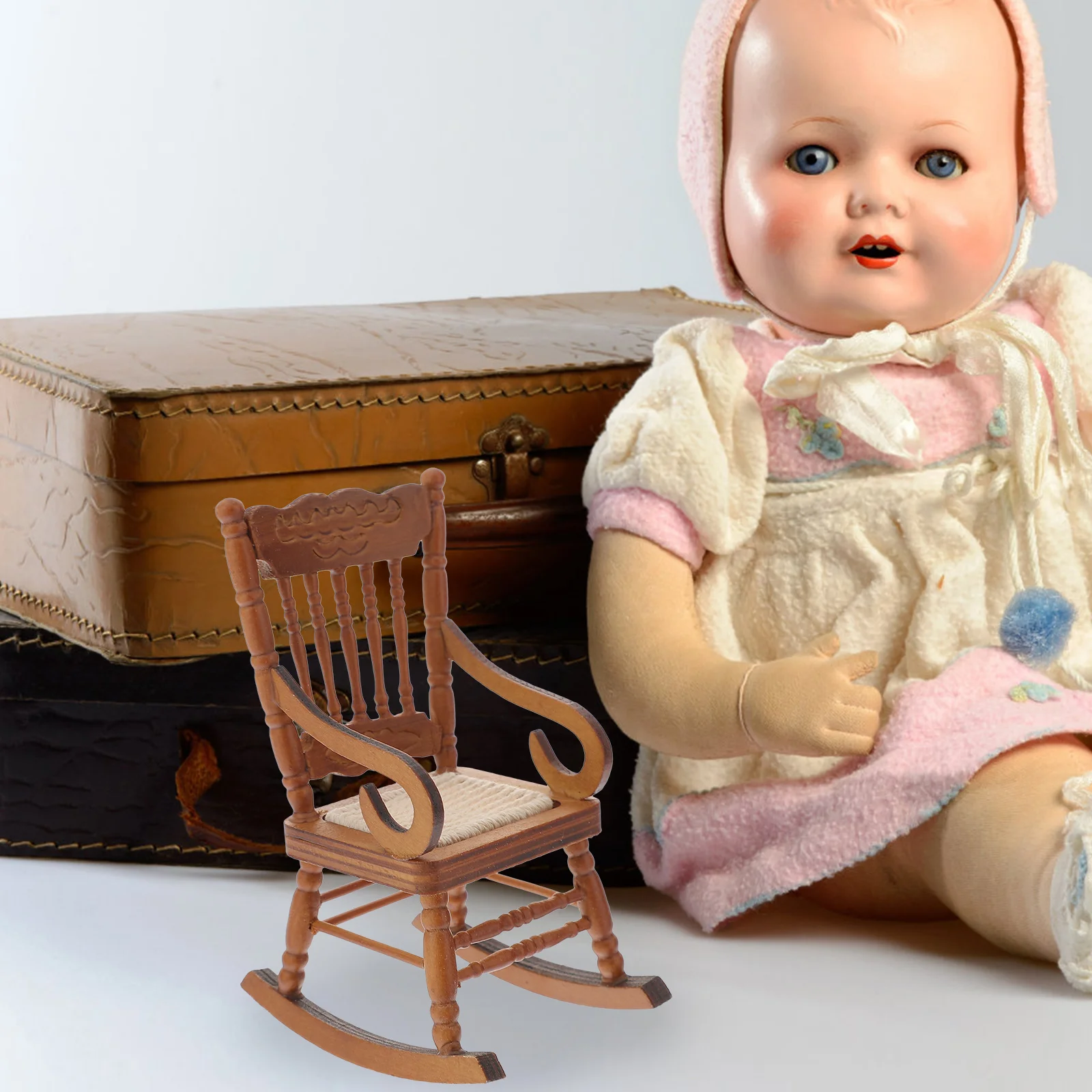 

Mini Chair Wooden Miniature Rocking Chair Dollhouse Chair Accessories