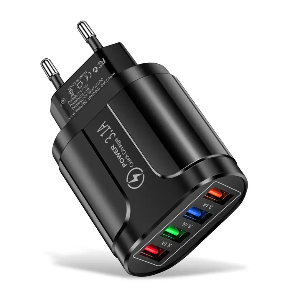 Зарядное устройство для телефона с несколькими портами USB А и светодиодной