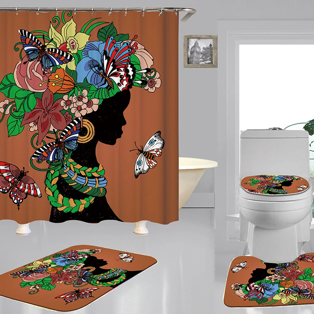 Афро-американская девушка в душе искусственная кожа крышка Обложка коврик для