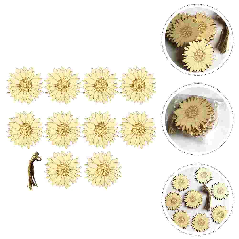 

20 Pcs Wooden Flower Cutouts Pieces Sunflower Hanging Decoration Vintage Home Blank Plaque Unfinished Slices