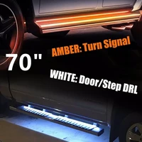 2pcs 70 running board side step led light amber white turn signal drl strip bar 12v car decorative lamp car led lights for