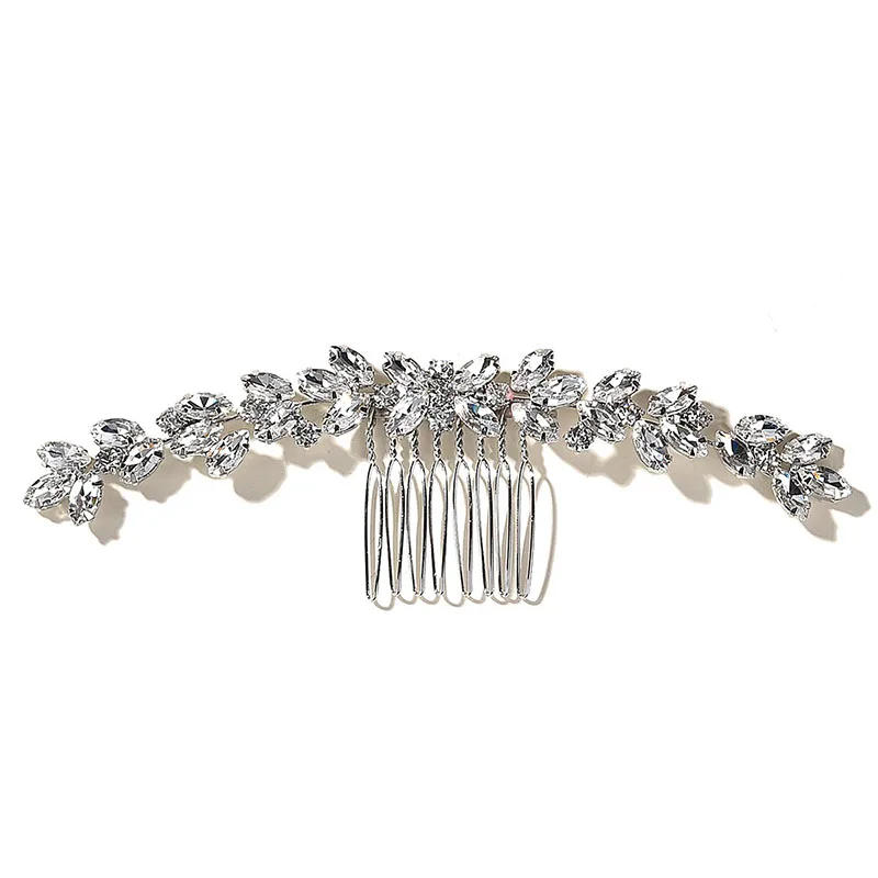 

Floralbride Handmade Alloy Crystal Rhinestones Pearls Flower Leaf Bridal Hair comb Wedding Headpieces Women Hair Jewelry