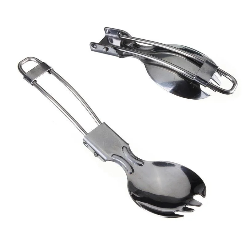 

Flatware portable stainless steel cutlery tableware travel outdoor utensil cookware fold spoon Spork fork backpack Picnic camp