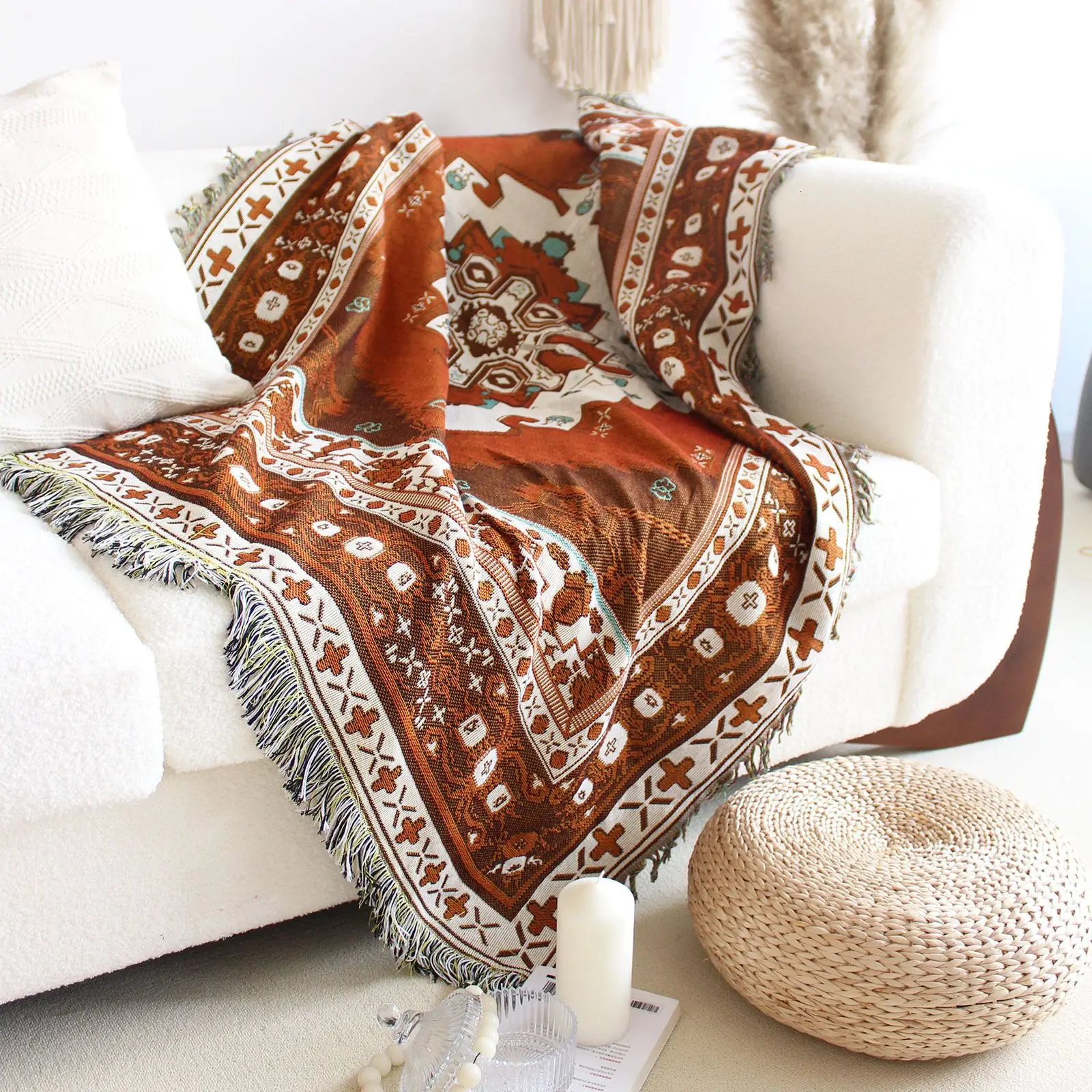 

Bohemian sofa carpet living room bedroom carpet tassel sofa towel