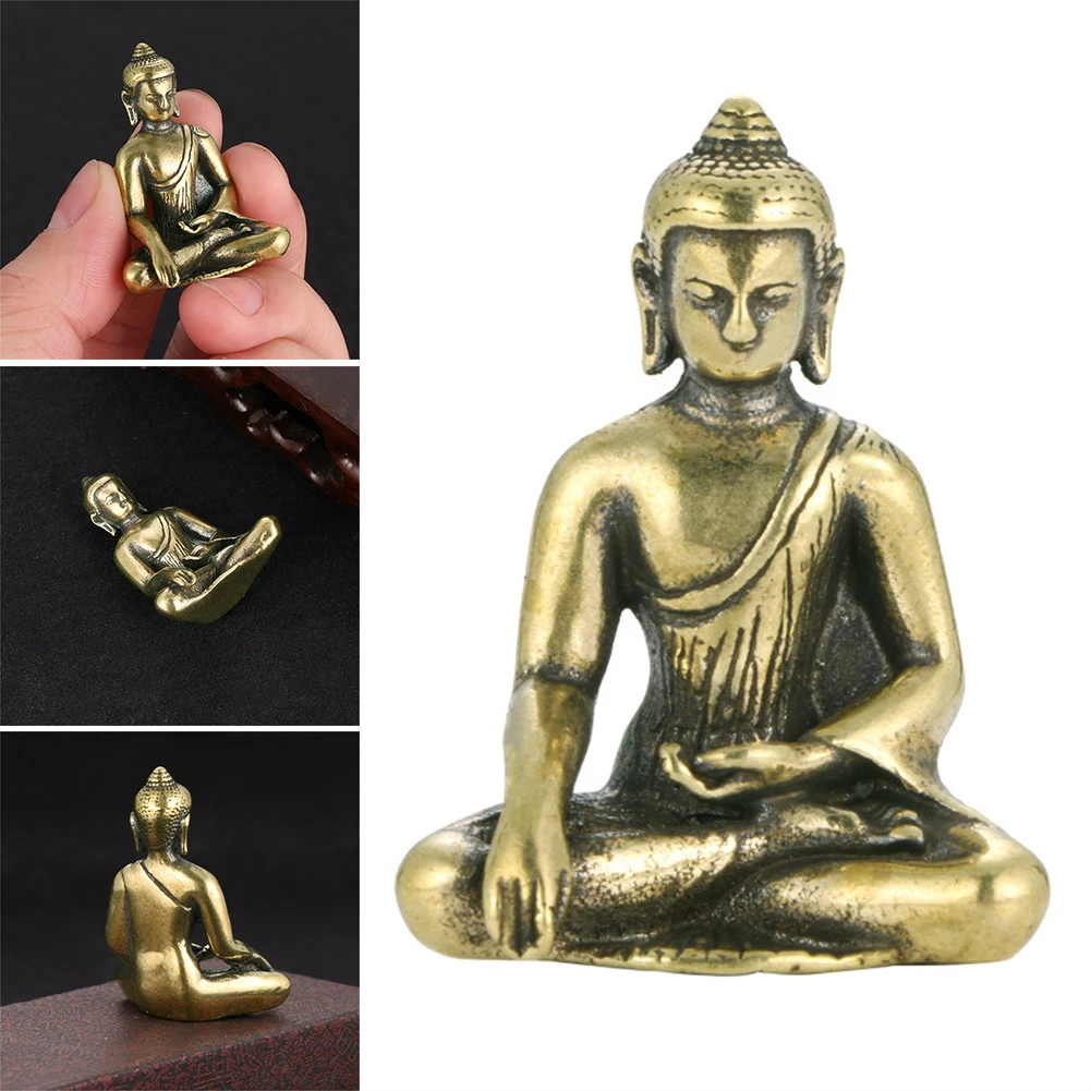 

Vintage Brass Buddha Statue Chinese Buddhism Copper Bronze Sakyamuni Buddha Statue Table Ornament Antique Craftsmanship