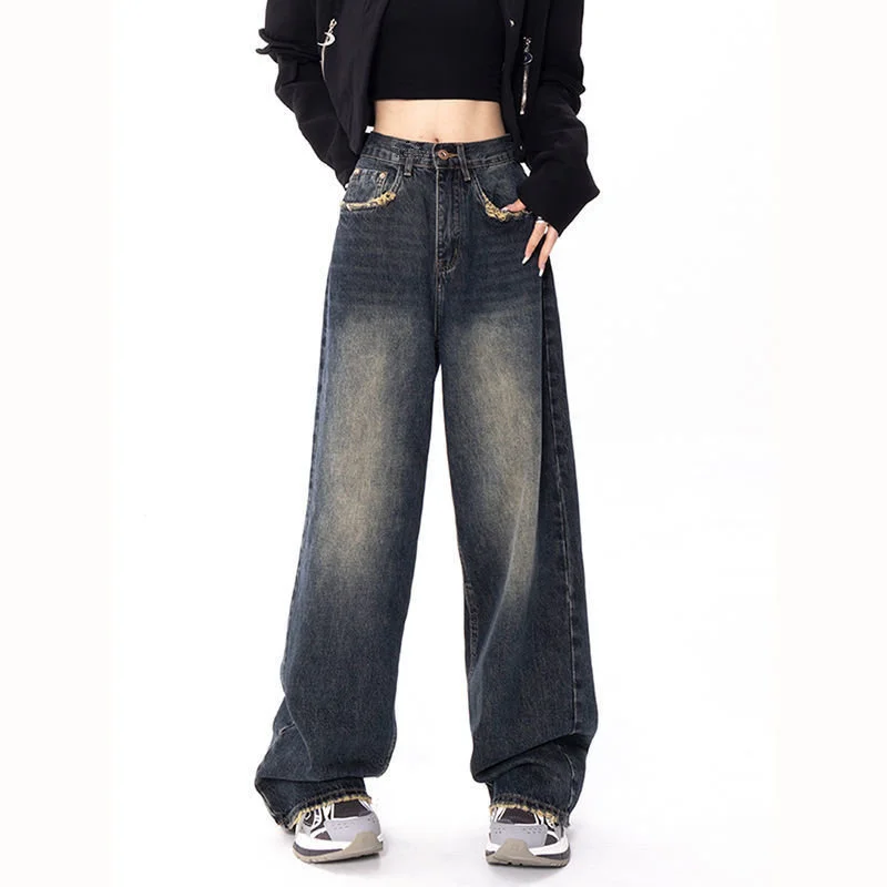 

Джинсы женские Мешковатые с завышенной талией, модные брюки из денима стрейч свободного покроя, винтажные Широкие штаны в уличном стиле, C468
