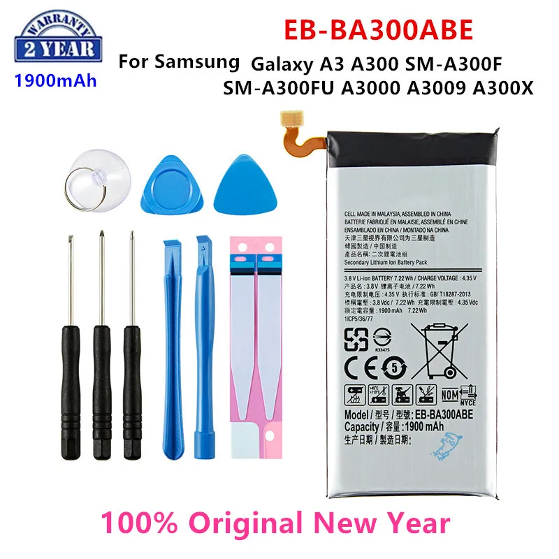 

100% Orginal EB-BA300ABE 1900mAh Battery For Samsung Galaxy A3 A300 SM-A300F SM-A300FU A3000 A3009 A300X Mobile Phone +Tools