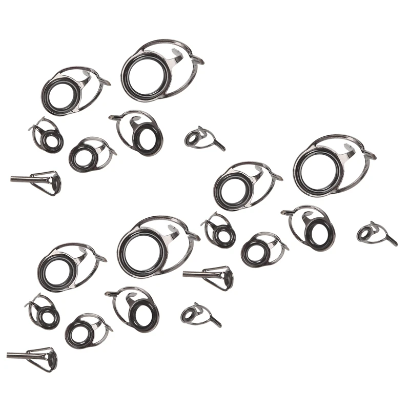 21Pcs/Set Fishing Rod Guides Tip Fish 5-18Mm Dia Pole Repair Kit Line Rings Eyes Set