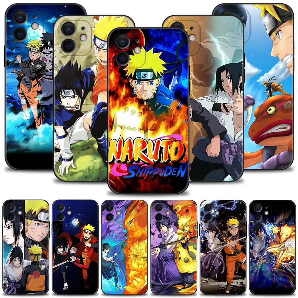 

Phone Case for iPhone 13 11 12 Pro Max XR X 8 7 Plus XS 13mini SE Cover Silicon Bumper Anime Uzumaki Naruto Uchiha Sasuke