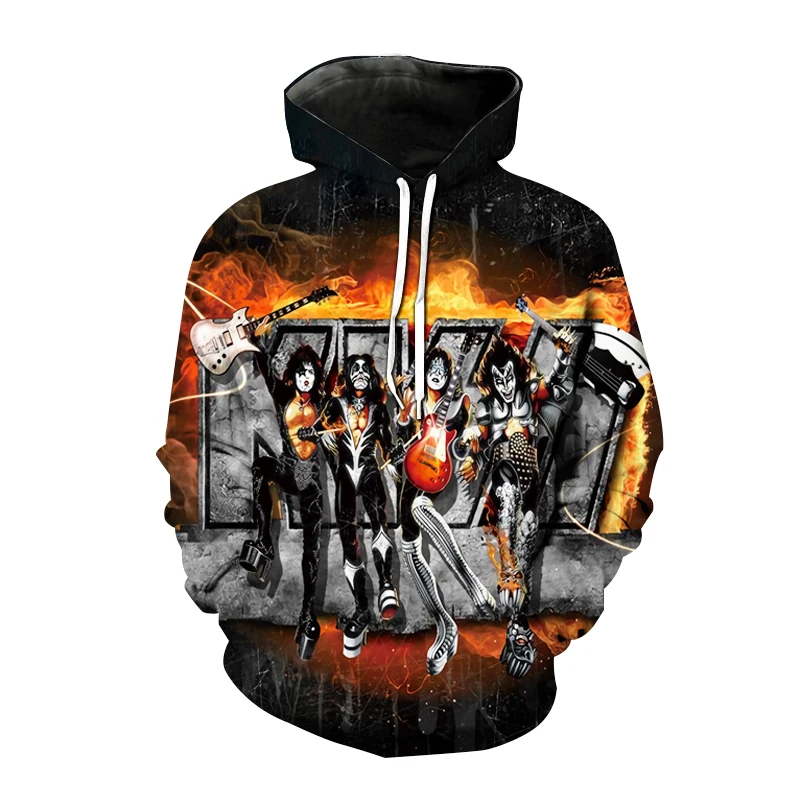 

Kiss Band Hoodies3D Print Rock Hooded Sweatshirt Men Women Fashion Oversized Hoodie Kids Boy Hip Hop Tops Sudadera Male Costume