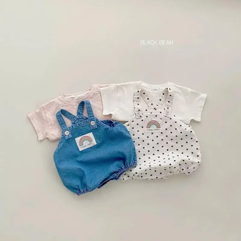 2022 Summer New  Baby Boy Sleeveless Denim Bodysuit Infant Girl Cute Dot Overalls Baby Toddler Rainbow Print Jumpsuit Clothes