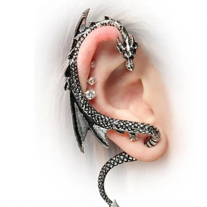 Женские серьги-клипсы в виде дракона |