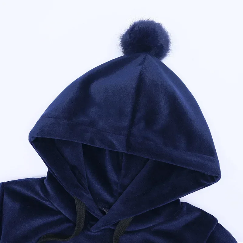 Весенний бархатный костюм для девочек однотонная одежда с длинным рукавом и