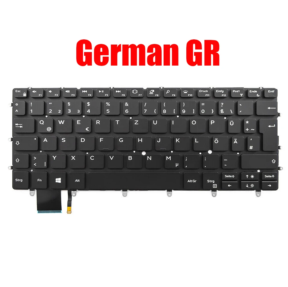 

German GR Laptop Keyboard For DELL For XPS 13 9370 9380 9305 7390 09NY07 9NY07 PK1320C3A16 SG-88600-2DA SN7270BL Backlit New
