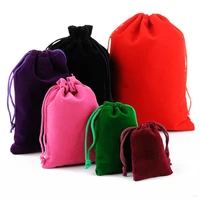 velvet pouches drawstrings soft mixed color jewelry gift packing bags 5x7cm 7x9cm 9x12cm