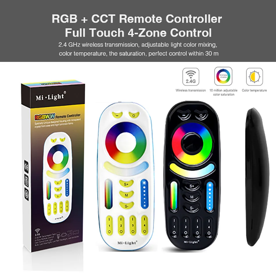 FUT092 2 4G RF 4-зонная группа RGB + CCT сенсорный пульт дистанционного управления Miboxer для