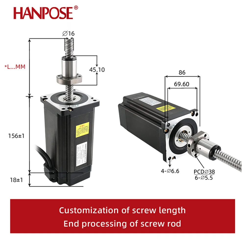 Шаговый двигатель Nema34 с крутящим моментом 12 нм 6 А 86EB156-1616 шариковый винтовой