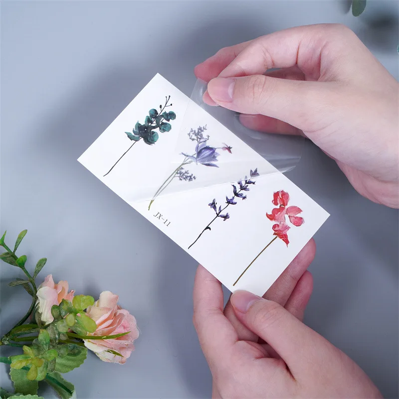 

colorful flower temporary waterproof tattoo Lavender arm leg false tattoo plant decal for men and women