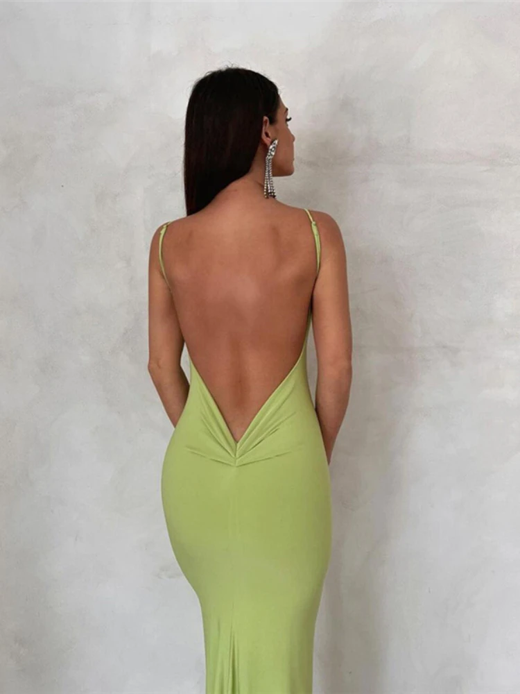 

Backless Sexy Maxi Dreeses Women Deep V Sleeveless Bodycon Long Summer Dress Luxury Elegant Evening Party Dresses for Women 2023