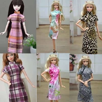 floral plaid cheongsam fashion 11 5 doll clothes for barbie dress gown handmade outfits 16 bjd accessories chinese qipao toys