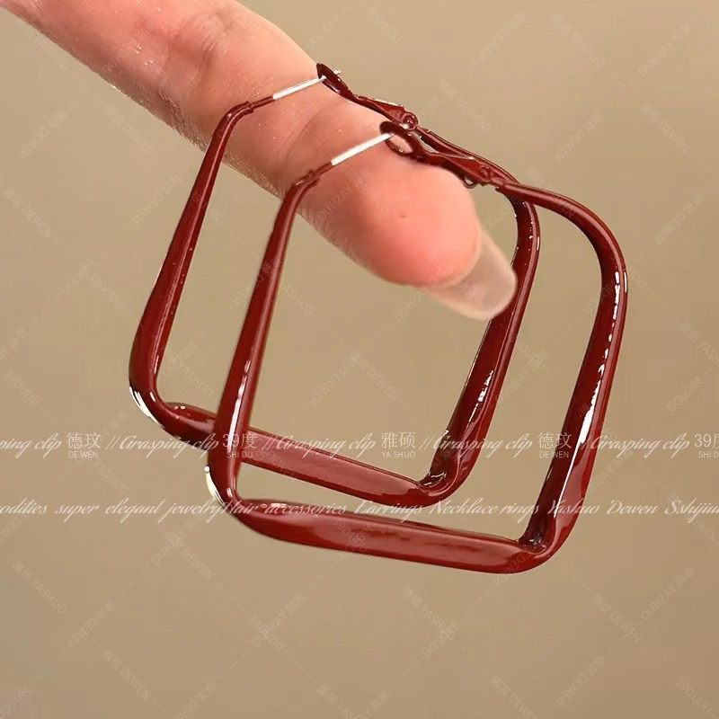 European and American Exaggerated Large Circle Earrings Women Angola Red High-Grade Retro Hong Kong Sle Eardrops E...