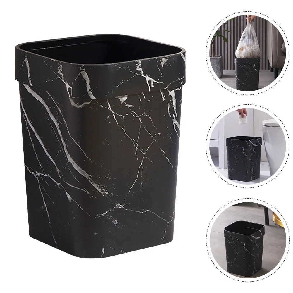 

Can Trash Bin Waste Garbage Basket Container Kitchen Office Bathroommarble Wastebasket Bedroom Paper Marbling Rubbish Room Black