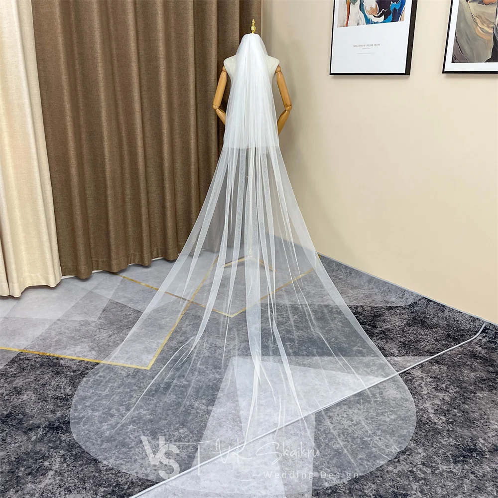 

VK SKAIKRU White/Ivory Wedding Veil With Comb Two Layer Cathedral Length Wedding Bridal Veil Cut Edge Wedding Veils for Brides