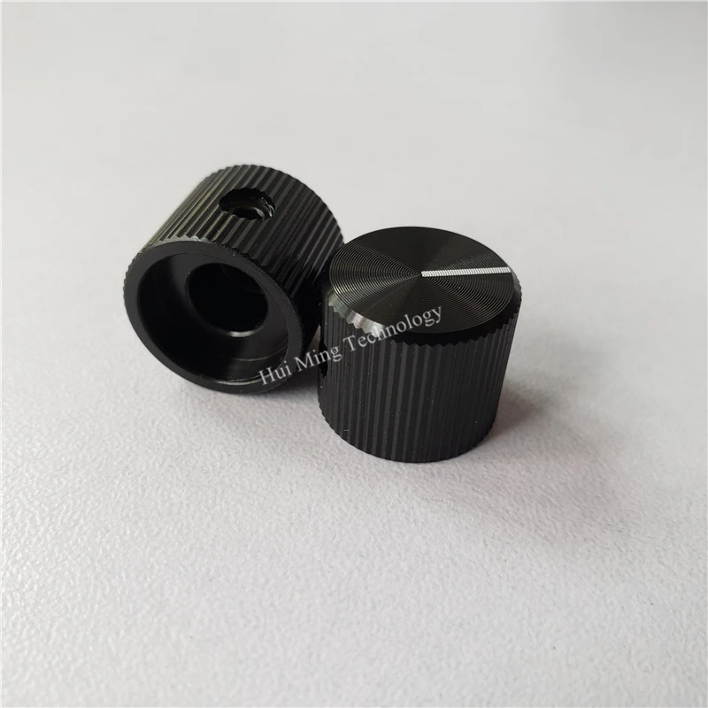

5Pcs Aluminum Knob Black Pull Pattern Instrument Knob Potentiometer Knob 15*12.5*6.4Mm Potentiometer Cap Gas Oven Knob