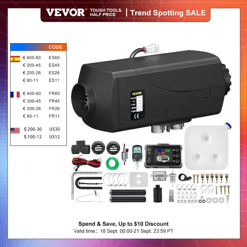 VEVOR 5KW Car Heater 12V Air Diesel Heater for Bus Auto Boat