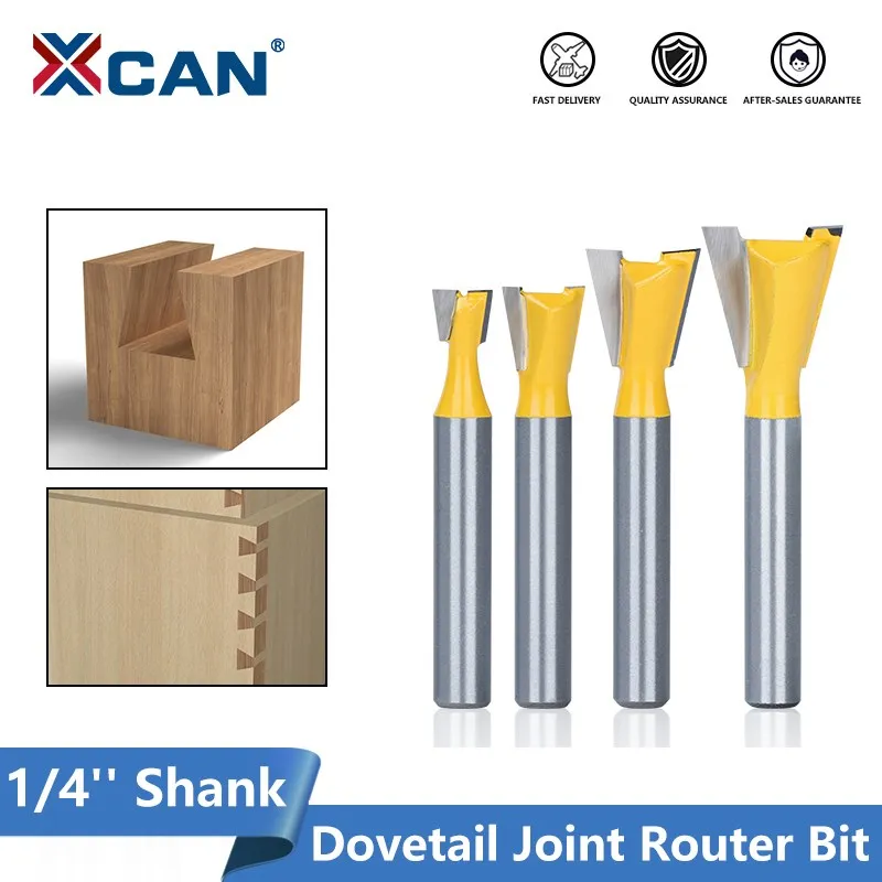 

XCAN Dovetail Joint Router Bit 1/4 Shank Woodwork Engraving Bit 1/4''-7/8'' Milling Cutter for Wood Cut Woodworking Tools