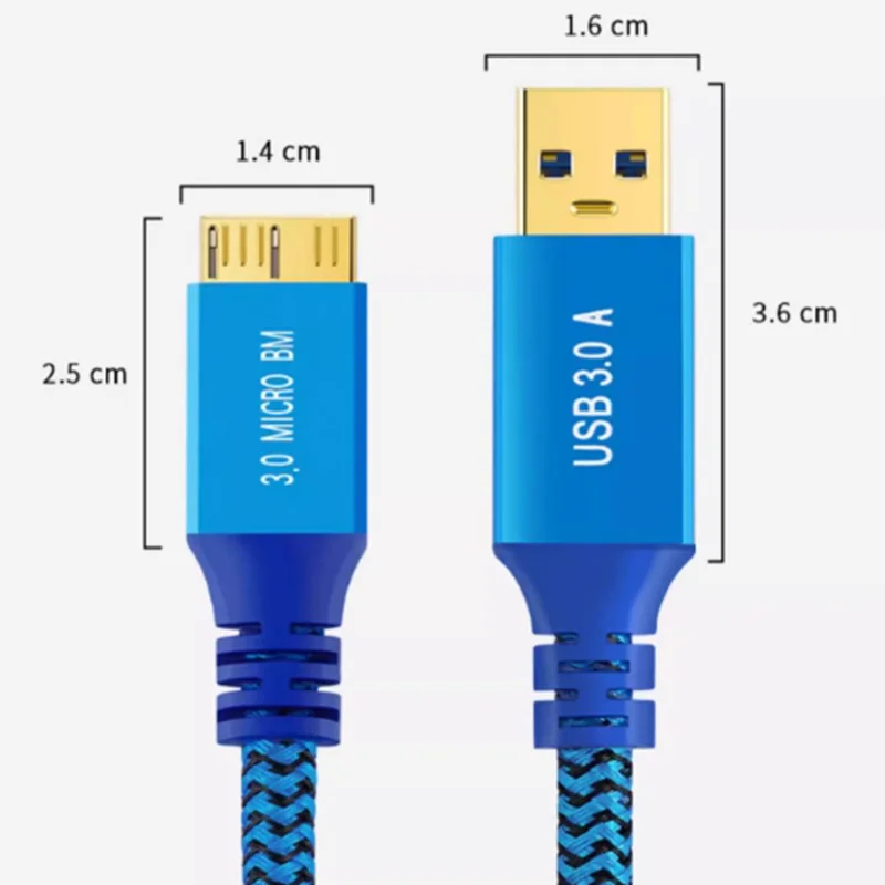 Фото Кабель USB 3.0 A к Micro B, шнур внешнего жесткого диска, совместимый с Seagate, WD, Toshiba, Westgate, Samsung Galaxy S5, Note 3. №3