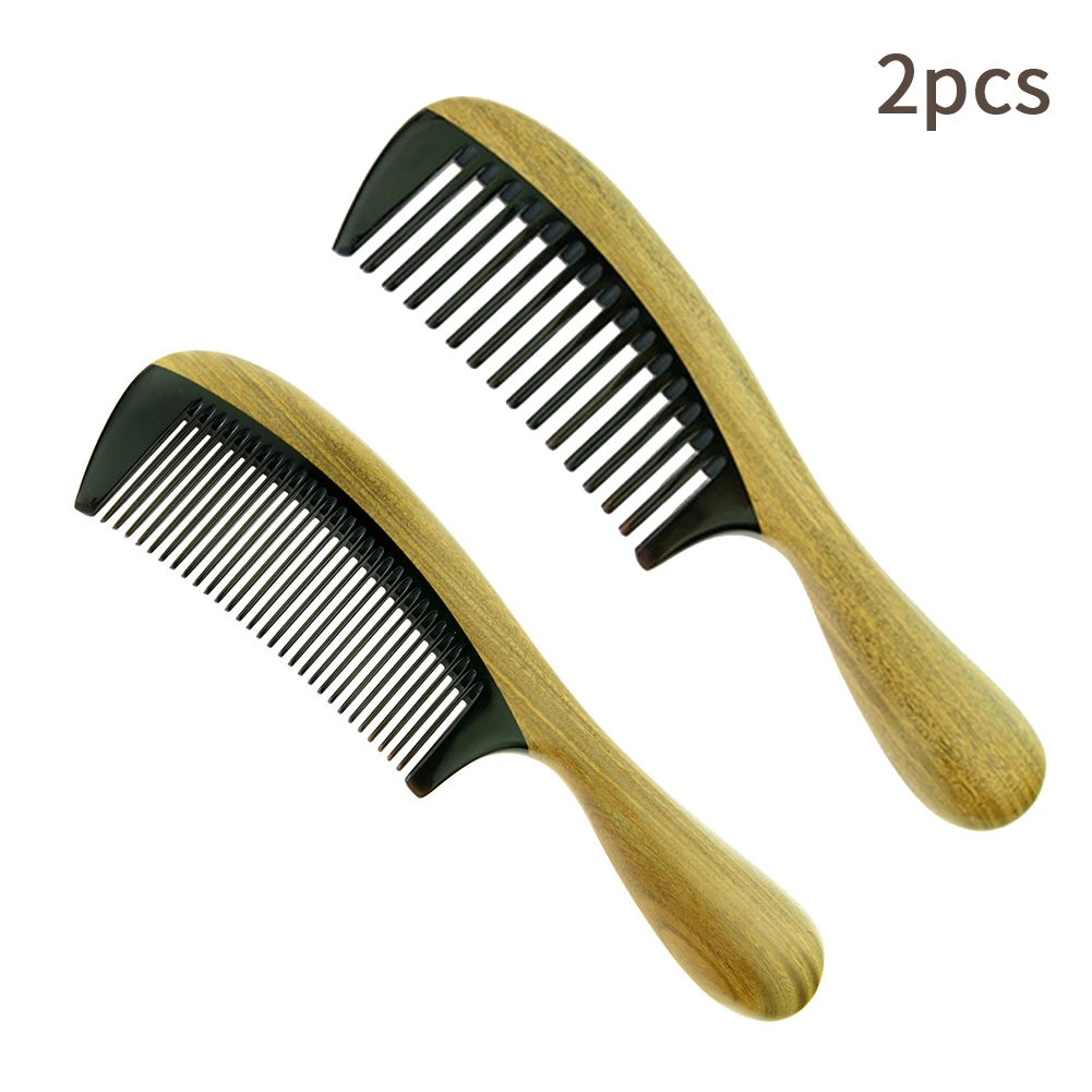 

Wide Fine Tooth Natural Anti Static Lightweight Hair Comb Green Sandalwood Gift Curly Long For Women Home Salon Detangling