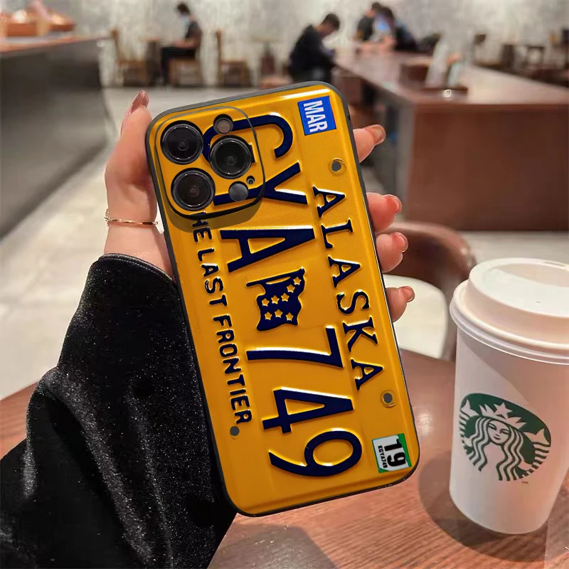 Ретро винтажный Чехол для телефона с номерным знаком iPhone 16 15 14 13 12 11 Pro Max XS X XR 7 8 Plus